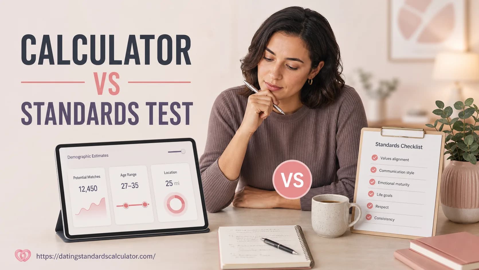 A dating planning worksheet beside a focused standards checklist