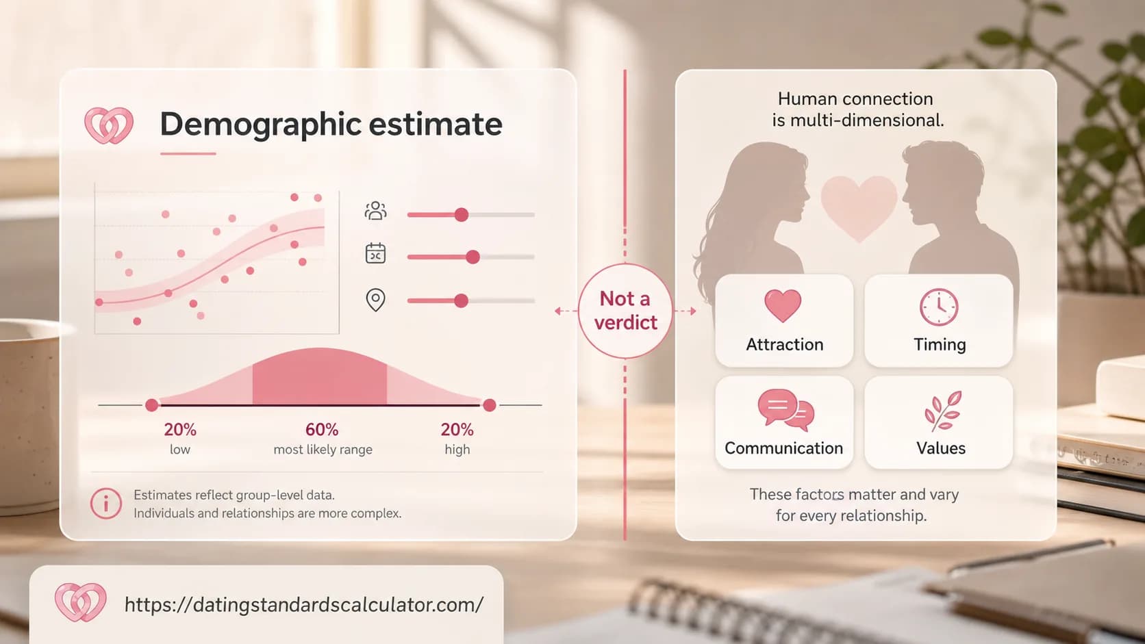 A demographic estimate shown as useful group-level data but not a personal relationship verdict