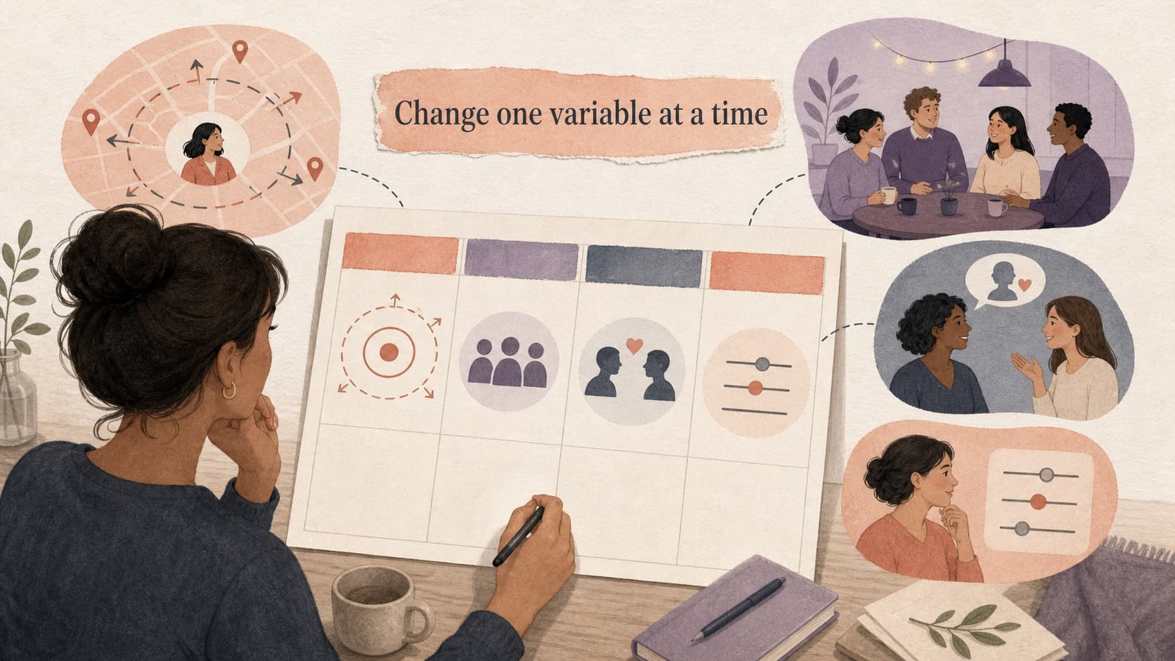 Four-week dating experiment that changes one access or preference variable at a time