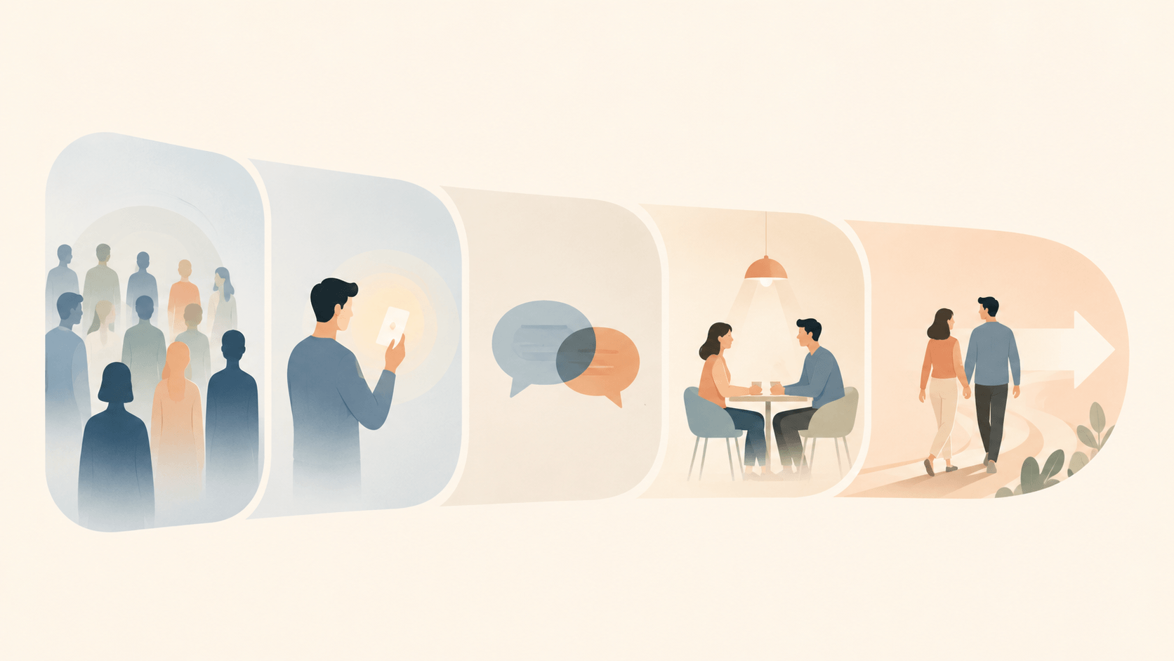 The dating funnel from meeting your standards through looking you up to continuing to invest