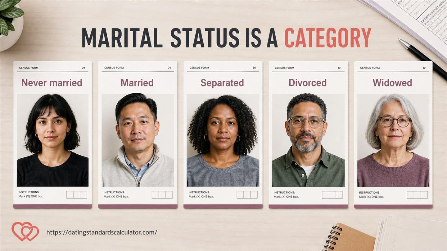 Five official marital-status categories shown as neutral administrative classifications