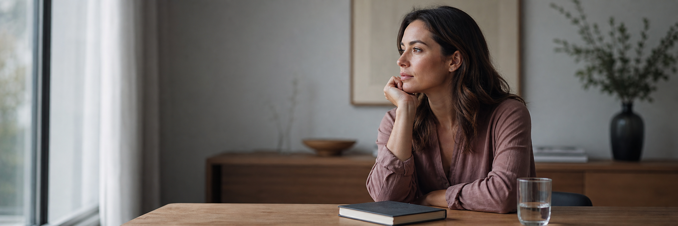 Woman thoughtfully considering her standards in men